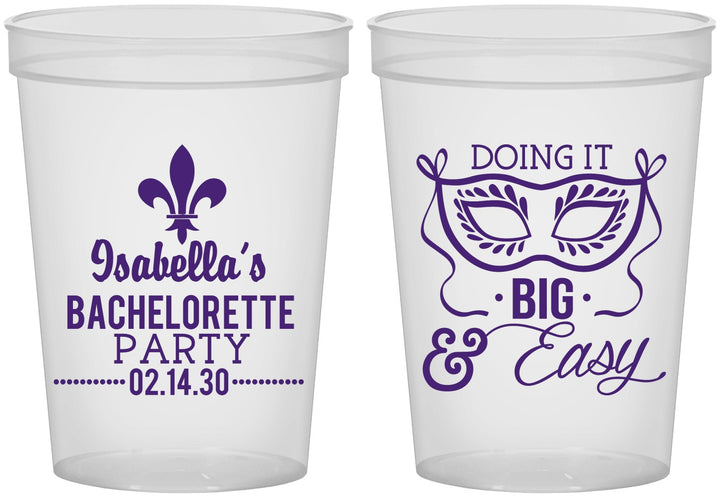 Custom Bachelorette 16 oz Translucent Cups - Mardi Gras | 60059