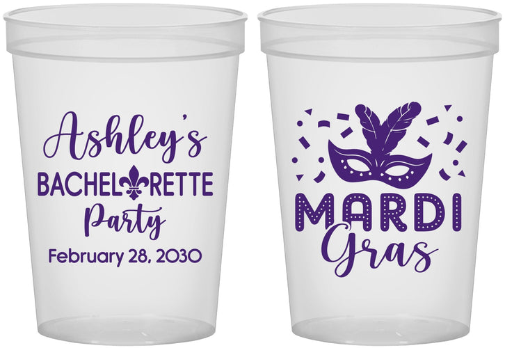 Custom Bachelorette 16 oz Translucent Cups - Mardi Gras | 60060
