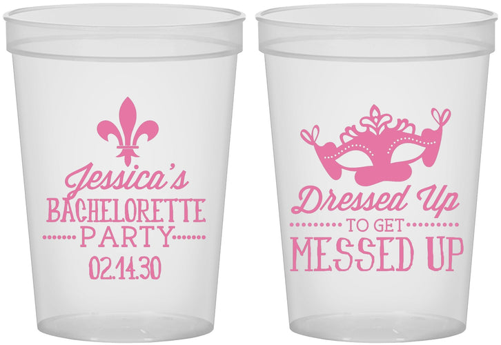 Custom Bachelorette 16 oz Translucent Cups - Mardi Gras | 60061