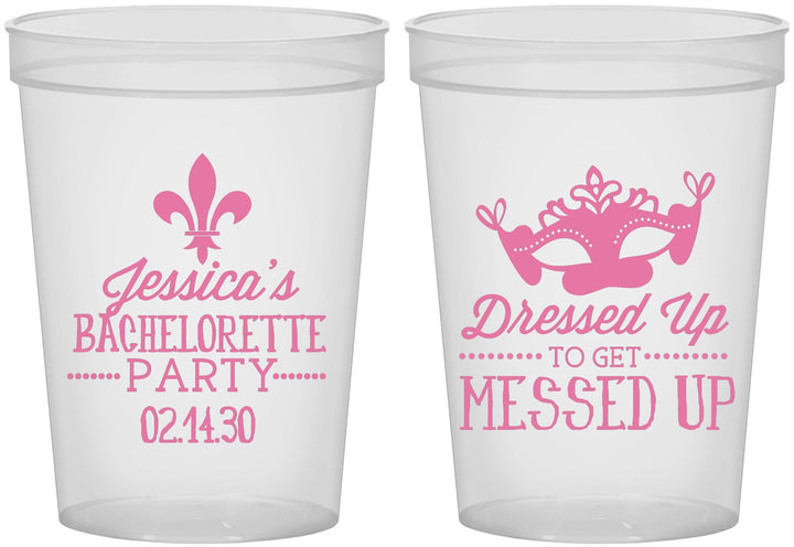 Custom Bachelorette 16 oz Translucent Cups - Mardi Gras | 60061