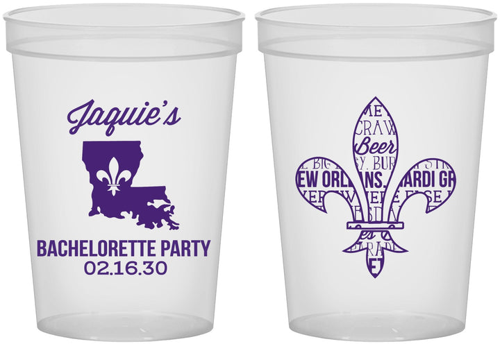 Custom Bachelorette 16 oz Translucent Cups - Mardi Gras | 60062