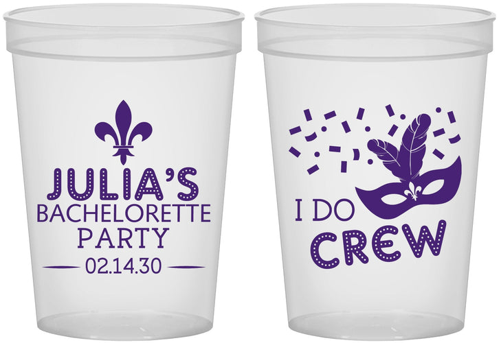 Custom Bachelorette 16 oz Translucent Cups - Mardi Gras I Do Crew | 60063