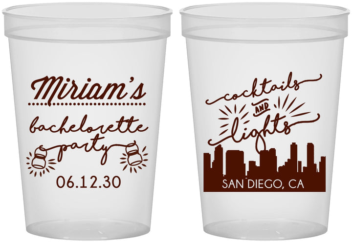 Custom Bachelorette 16 oz Translucent Cups - San Diego | 60067
