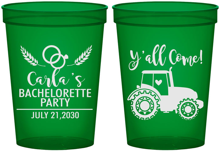 Custom Bachelorette 16 oz Translucent Cups - Tractor Farm | 60070