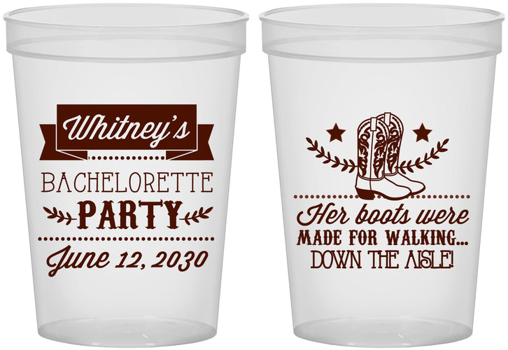 Custom Bachelorette 16 oz Translucent Cups - Cowgirl Boots | 60072