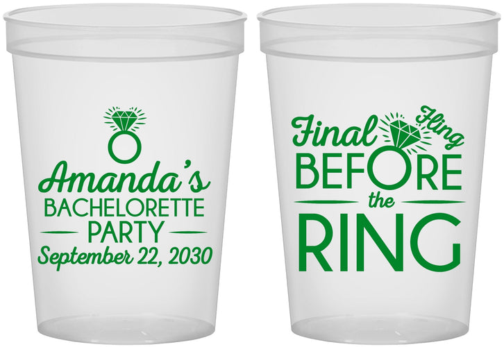 Custom Bachelorette 16 oz Translucent Cups - Final Fling Before The Ring | 60074