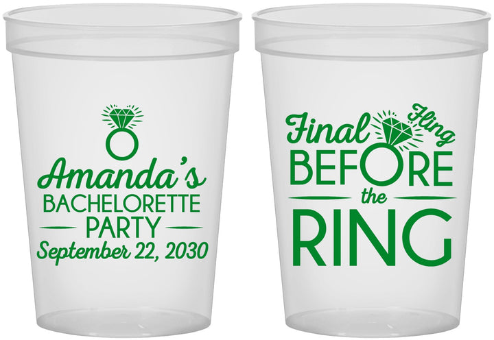 Custom Bachelorette 16 oz Translucent Cups - Final Fling Before The Ring | 60074