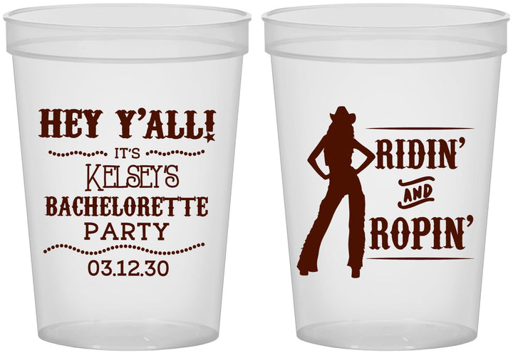 Custom Bachelorette 16 oz Translucent Cups - Ridin And Ropin | 60078