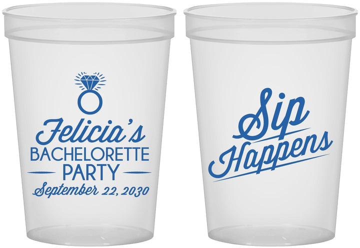 Custom Bachelorette 16 oz Translucent Cups - Sip Happens | 60081