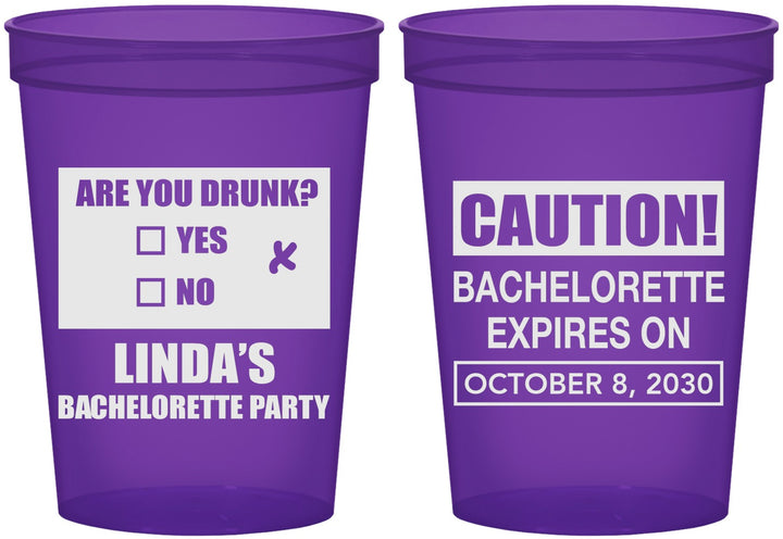 Custom Bachelorette 16 oz Translucent Cups - Caution | 60082