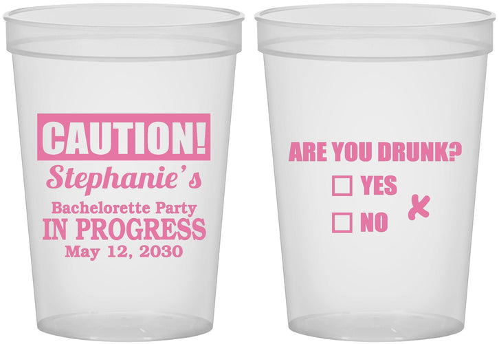 Custom Bachelorette 16 oz Translucent Cups - Drunk Yes Or No | 60083