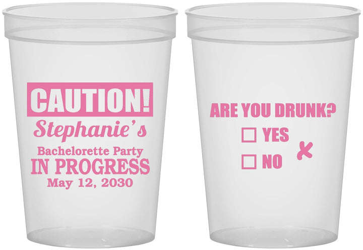 Custom Bachelorette 16 oz Translucent Cups - Drunk Yes Or No | 60083