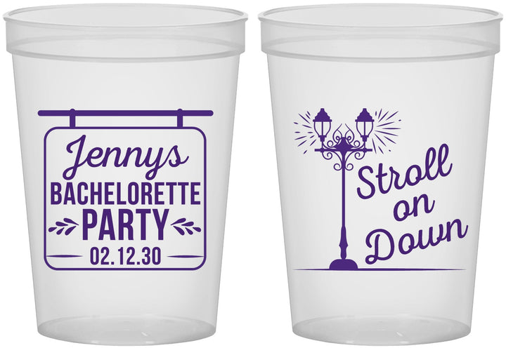 Custom Bachelorette 16 oz Translucent Cups - Stroll On Down | 60092