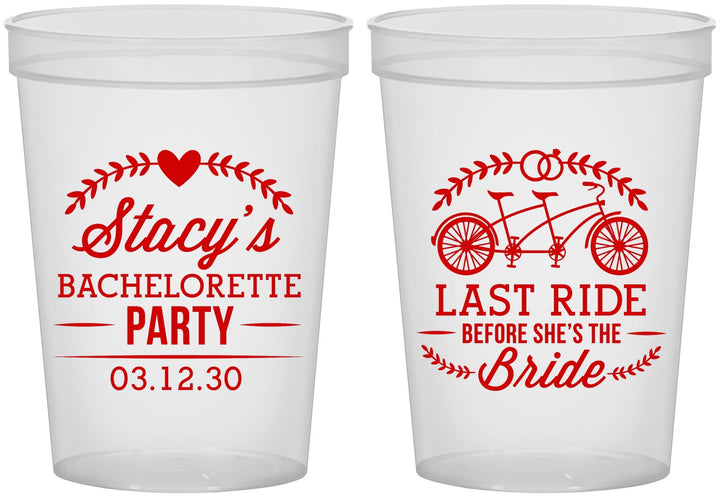 Custom Bachelorette 16 oz Translucent Cups - Last Ride Before Bride | 60093