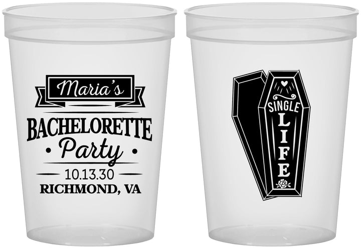 Custom Bachelorette 16 oz Translucent Cups - Rip Single Life | 60095