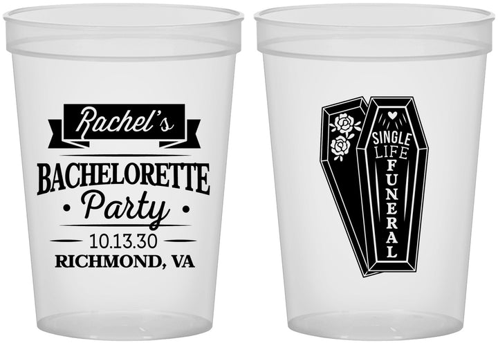Custom Bachelorette 16 oz Translucent Cups - Rip Single Life | 60096
