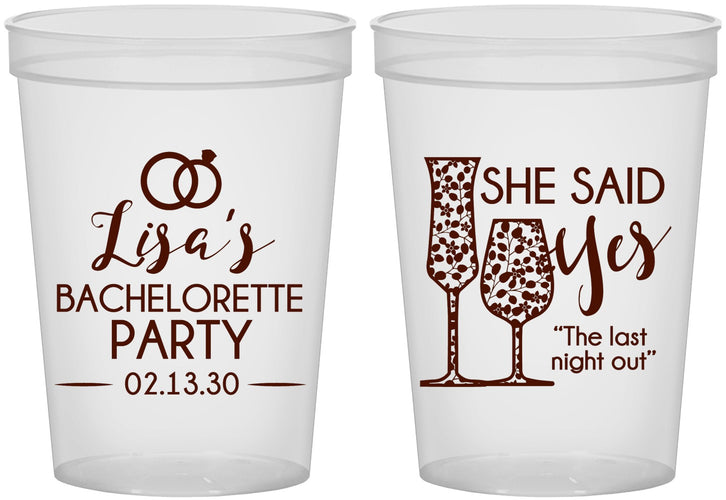 Custom Bachelorette 16 oz Translucent Cups - The Last Night Out | 60097