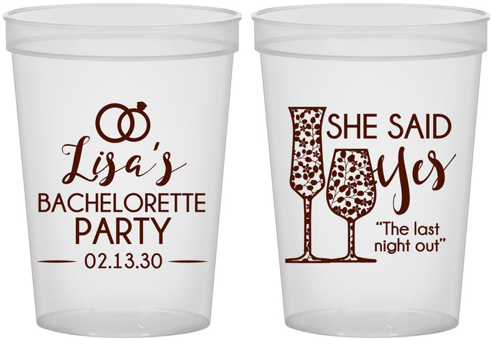 Custom Bachelorette 16 oz Translucent Cups - The Last Night Out | 60097