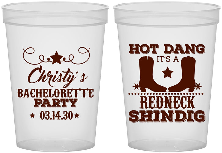 Custom Bachelorette 16 oz Translucent Cups - Redneck Shindig | 60100