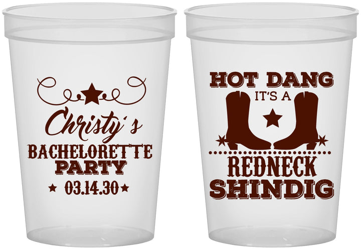 Custom Bachelorette 16 oz Translucent Cups - Redneck Shindig | 60100