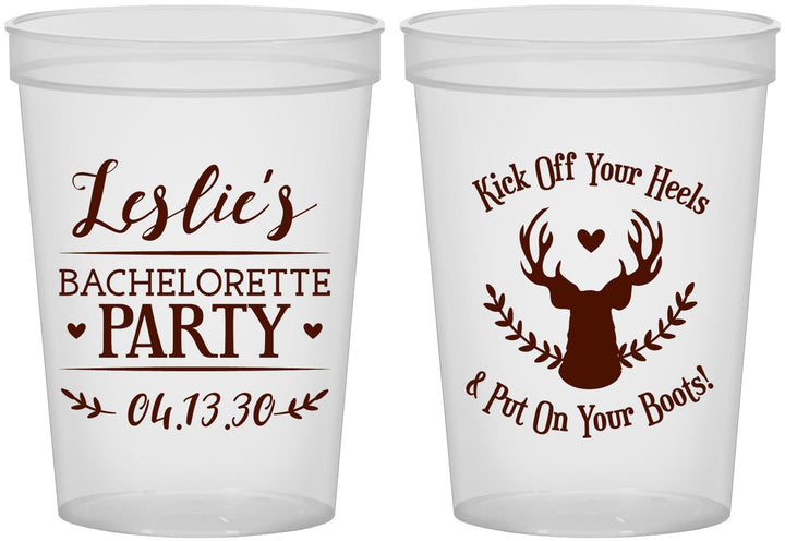 Custom Bachelorette 16 oz Translucent Cups - Deer Heels Boots | 60102