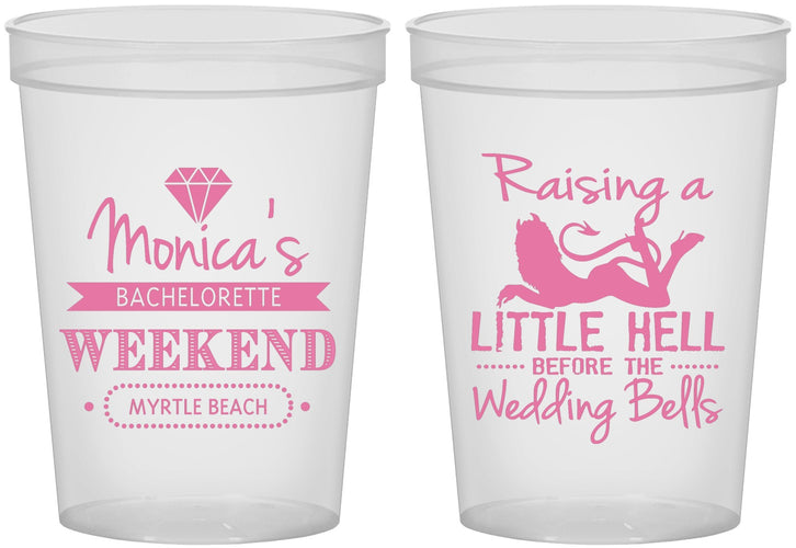 Custom Bachelorette 16 oz Translucent Cups - Raising A Little Hell | 60103