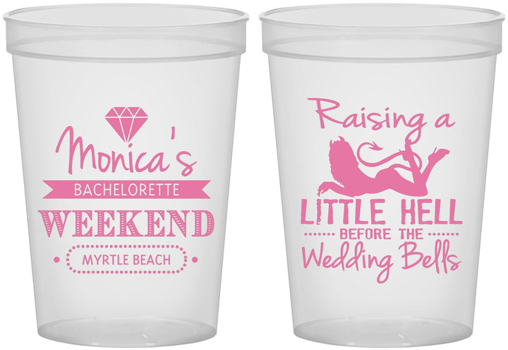 Custom Bachelorette 16 oz Translucent Cups - Raising A Little Hell | 60103