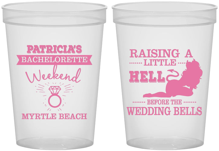 Custom Bachelorette 16 oz Translucent Cups - Raising A Little Hell | 60104