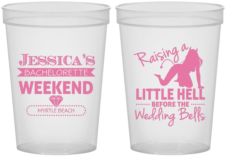 Custom Bachelorette 16 oz Translucent Cups - Raising A Little Hell | 60105