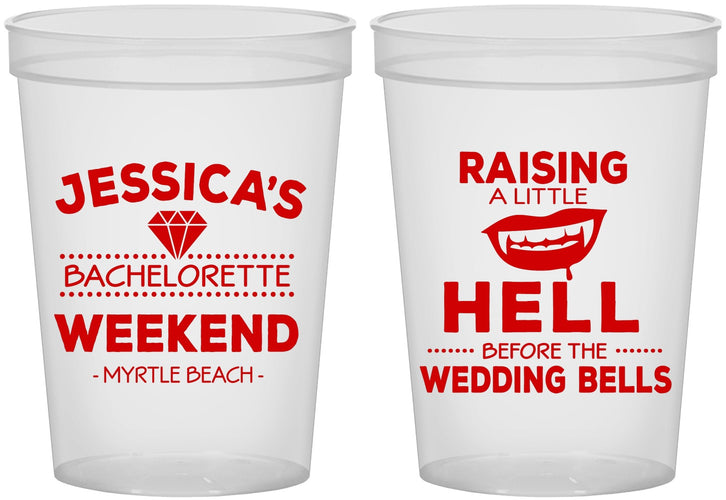 Custom Bachelorette 16 oz Translucent Cups - Raising A Little Hell | 60106