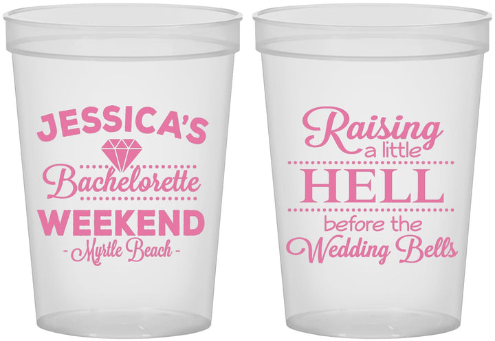 Custom Bachelorette 16 oz Translucent Cups - Raising A Little Hell | 60107