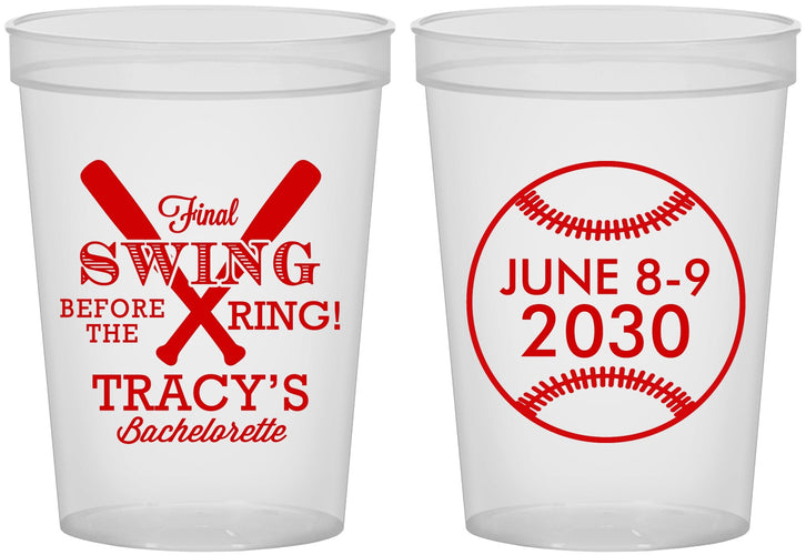 Custom Bachelorette 16 oz Translucent Cups - Final Swing Before Ring | 60109