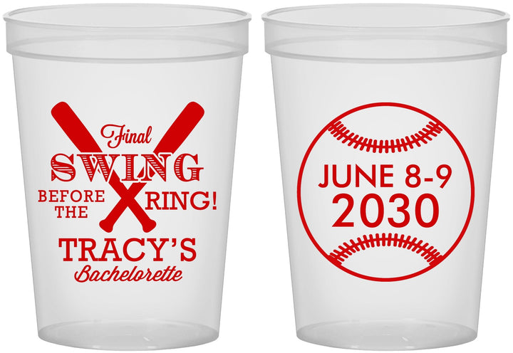 Custom Bachelorette 16 oz Translucent Cups - Final Swing Before Ring | 60109