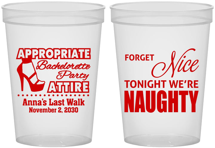 Custom Bachelorette 16 oz Translucent Cups - Nice Tonight Naughty | 60112