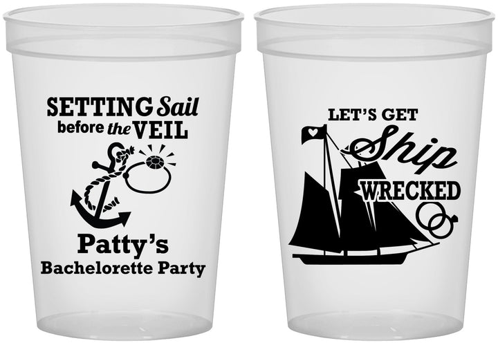 Custom Bachelorette 16 oz Translucent Cups - Setting Sail Before Veil | 60116