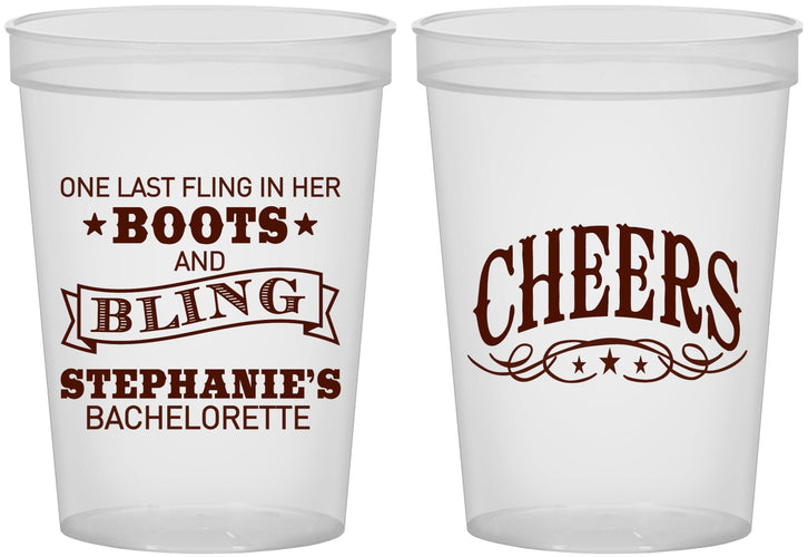 Custom Bachelorette 16 oz Translucent Cups - Boots And Bling | 60118