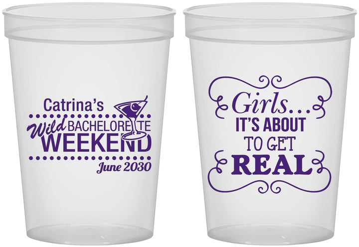 Custom Bachelorette 16 oz Translucent Cups - About To Get Real | 60123