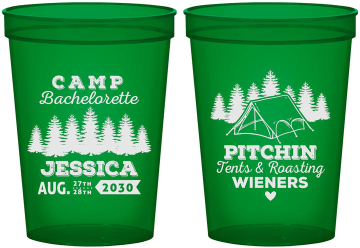 Custom Bachelorette 16 oz Translucent Cups - Camping | 60124