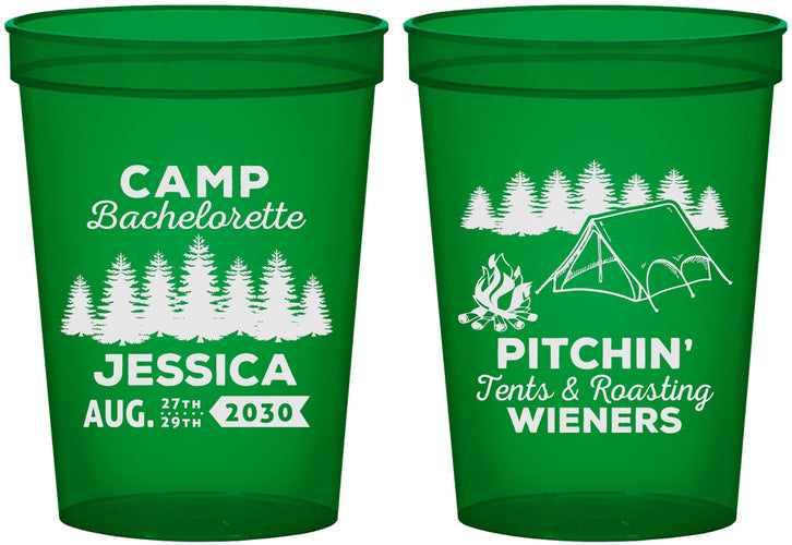 Custom Bachelorette 16 oz Translucent Cups - Camping | 60125
