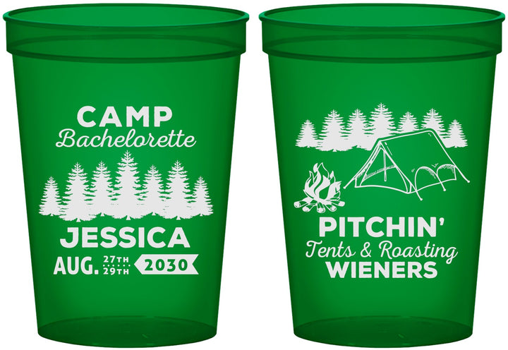 Custom Bachelorette 16 oz Translucent Cups - Camping | 60125