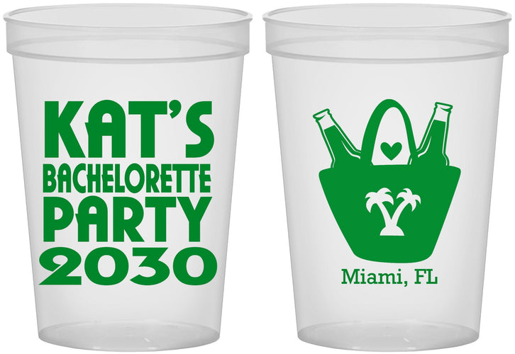 Custom Bachelorette 16 oz Translucent Cups - Beach | 60126