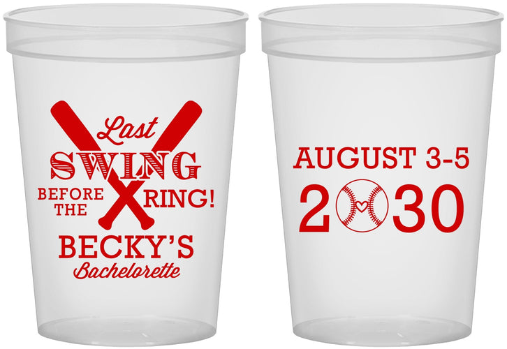 Custom Bachelorette 16 oz Translucent Cups - Last Swing Before Ring | 60127