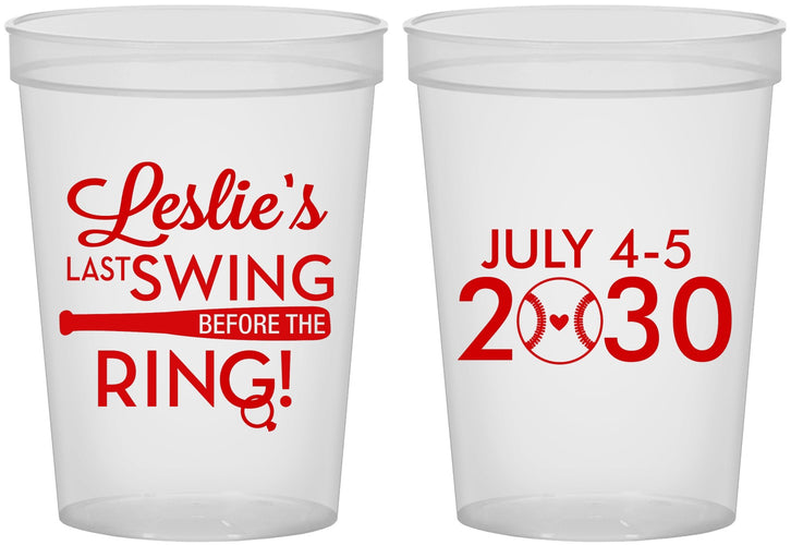 Custom Bachelorette 16 oz Translucent Cups - Last Swing Before Ring | 60128