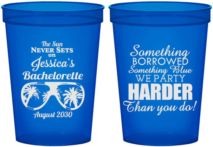 Custom Bachelorette 16 oz Translucent Cups - Something Borrowed | 60132