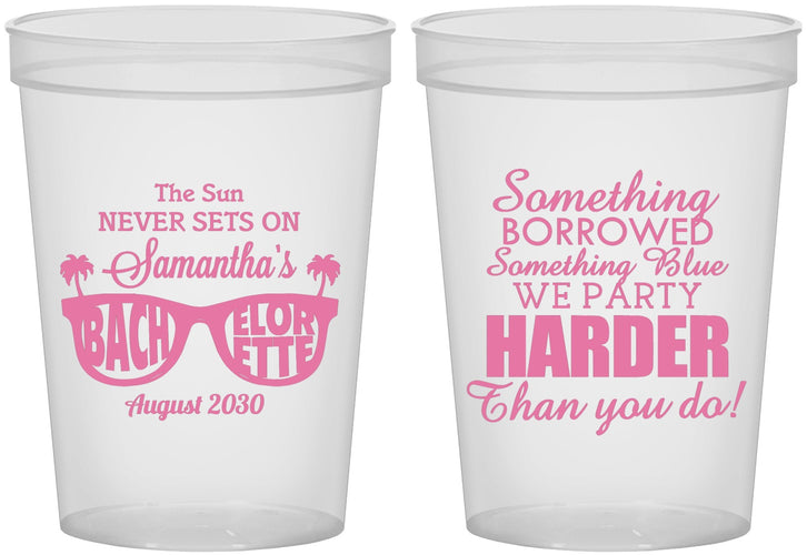 Custom Bachelorette 16 oz Translucent Cups - Something Borrowed | 60133
