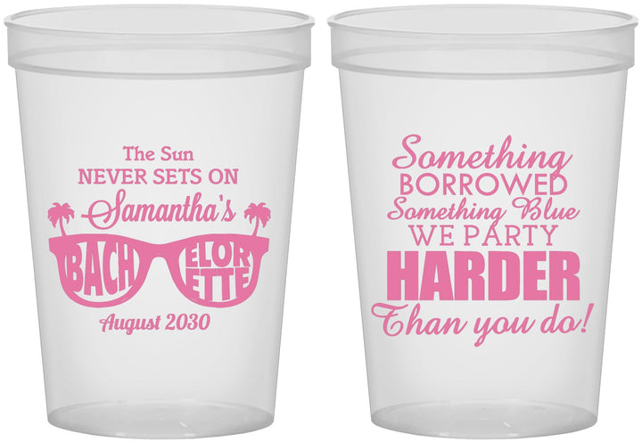 Custom Bachelorette 16 oz Translucent Cups - Something Borrowed | 60133