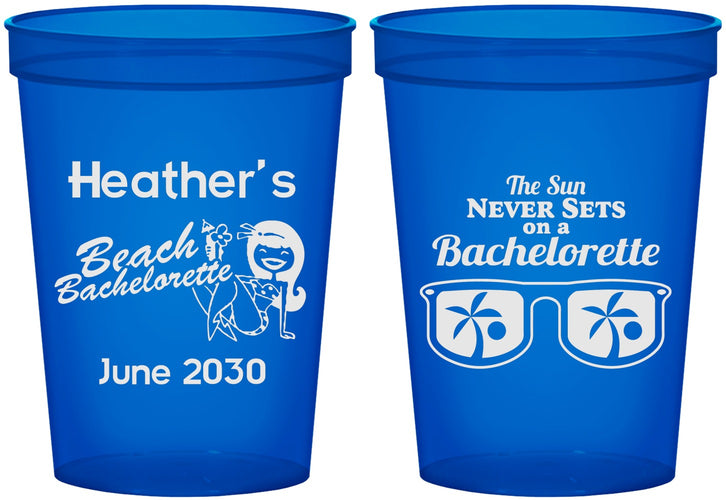 Custom Bachelorette 16 oz Translucent Cups - Beach | 60135