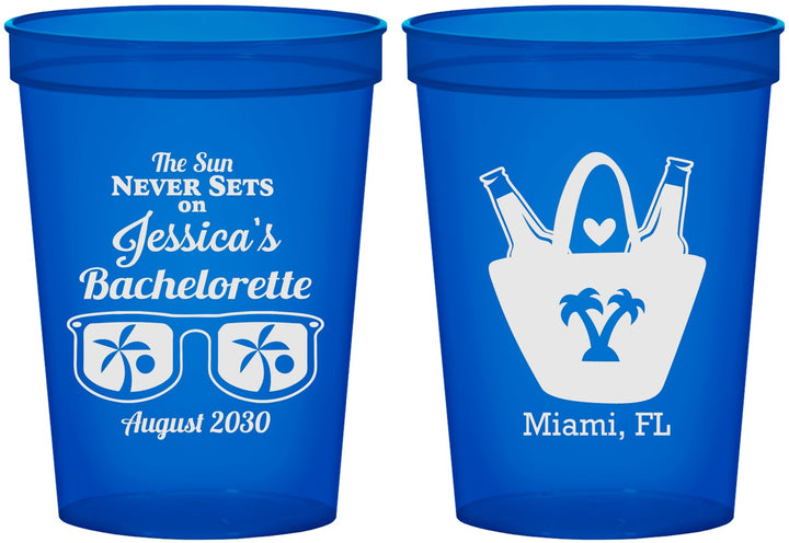 Custom Bachelorette 16 oz Translucent Cups - Beach Sun Never Sets | 60136