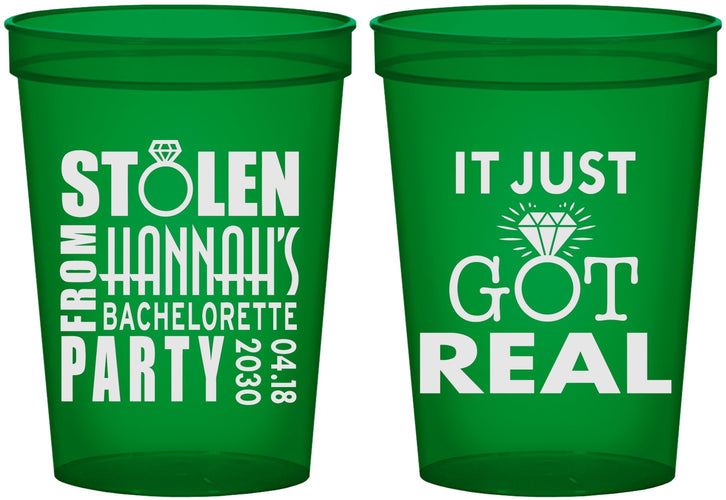 Custom Bachelorette 16 oz Translucent Cups - Just Got Real | 60141