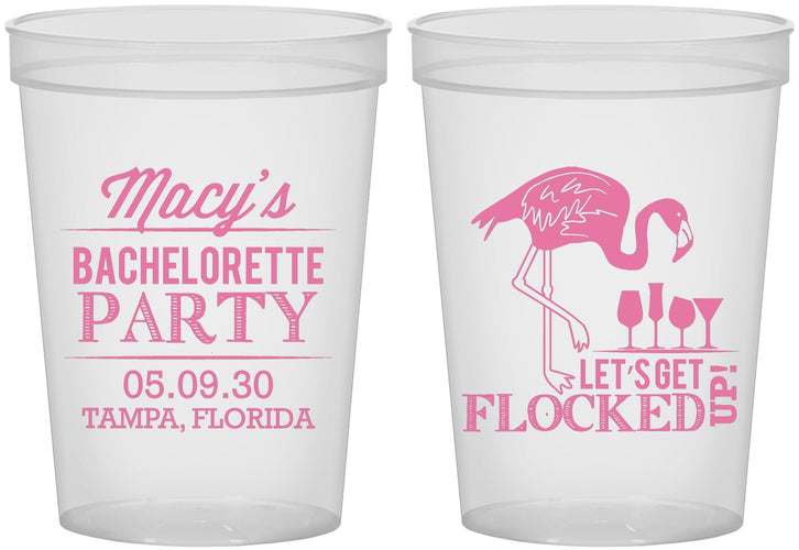 Custom Bachelorette 16 oz Translucent Cups - Lets Get Flocked Up | 60143